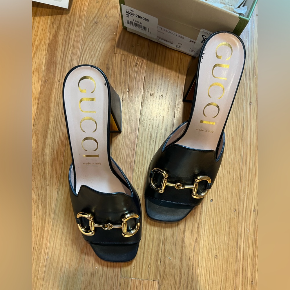 GUCCI Horsebit Loafer Mule Heels - great condition!